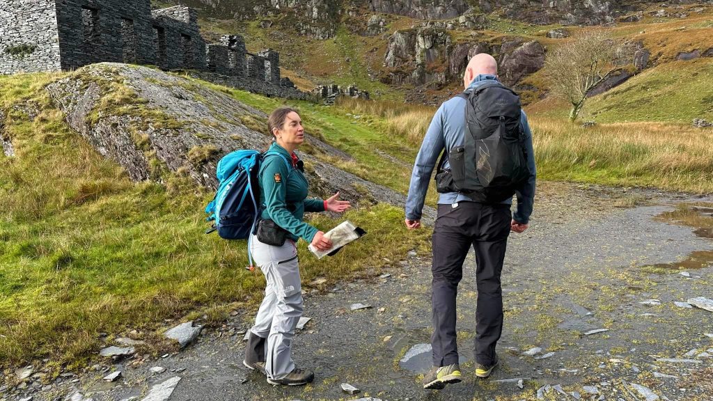 Mia talking about navigation to a group on a day in the Moelwynion